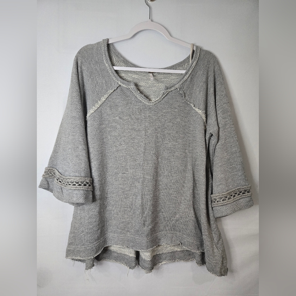 Free People Gray Women's Top Crochet Detail Size XS
